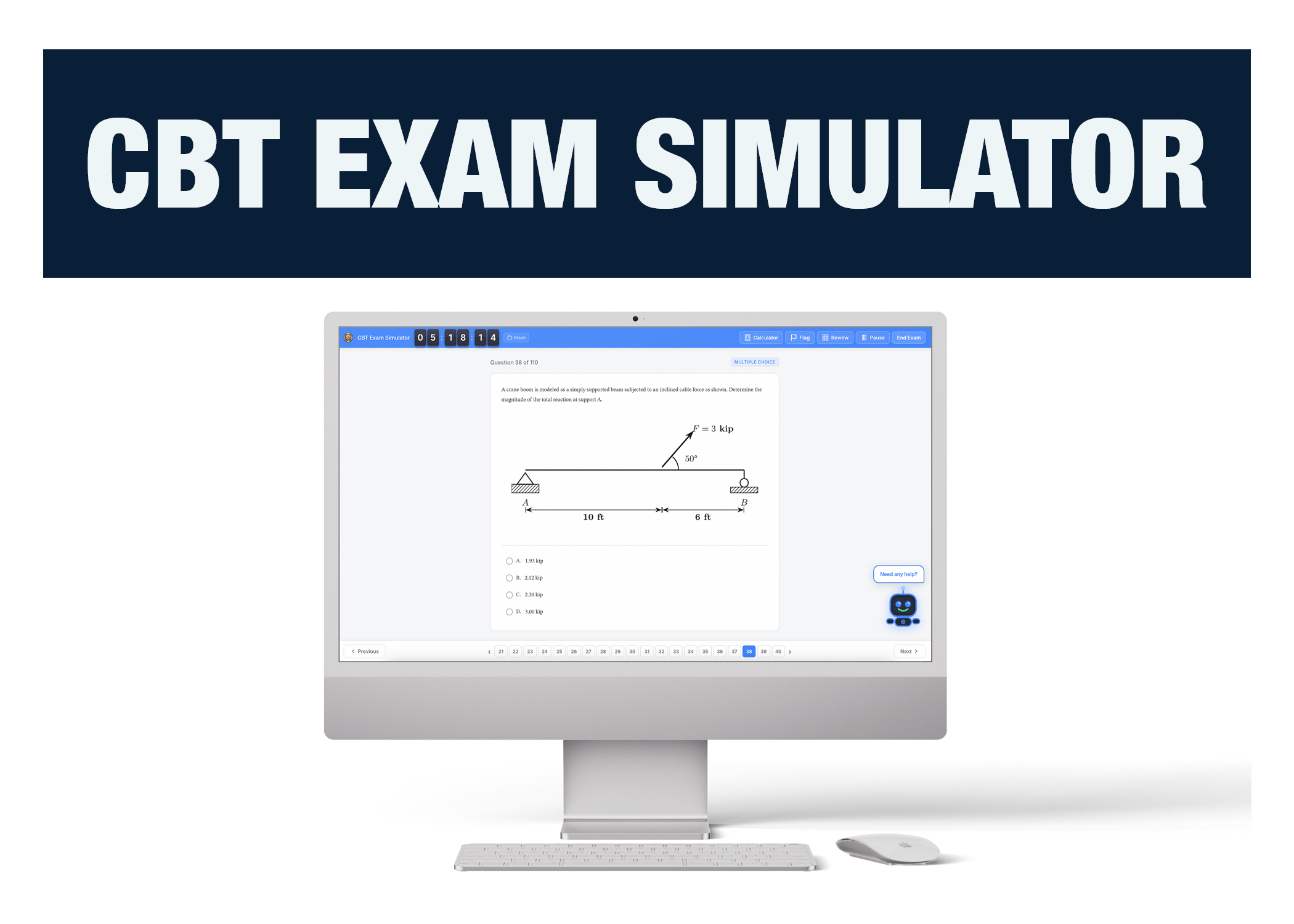 CBT Exam Simulator interface — FE Mechanical edition